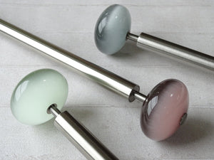 19mm stainless steel curtain pole set with glass moonstone finials