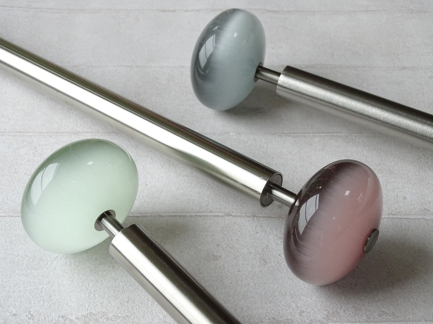 designer stainless steel curtain poles by Walcot House