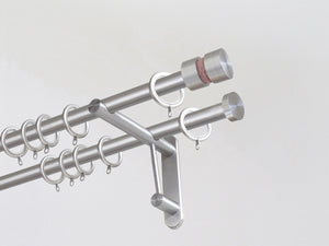 19mm diameter double stainless steel curtain pole duo system set with groove finials & blossom twine