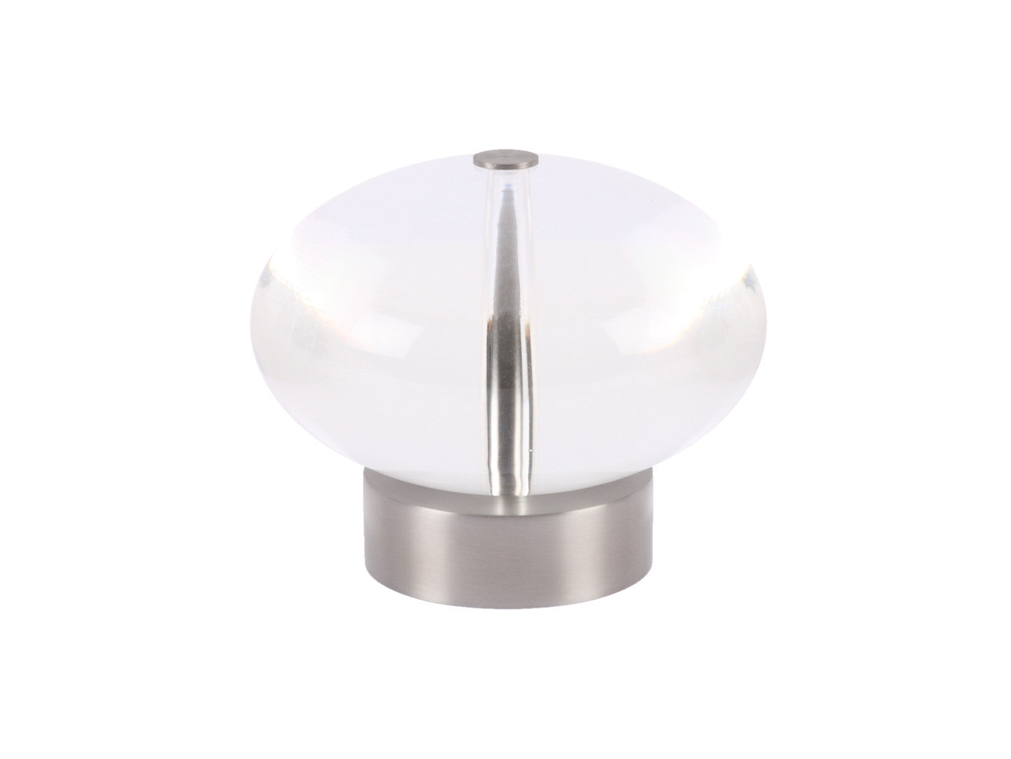 Acrylic ellipse finial in stainless steel curtain pole end