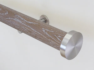 Real solid tawny oak curtain pole in 50mm diameter with track, hand finished in the UK | Walcot House