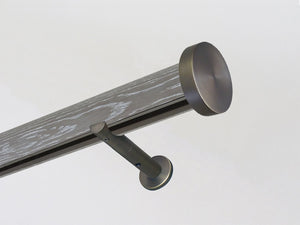 Real solid smoked grey oak curtain pole in 50mm diameter with track, hand finished in the UK | Walcot House