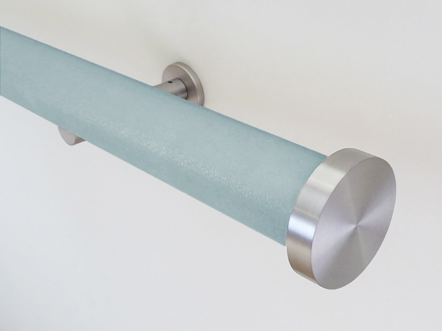 "Arctic" blue textured 50mm tracked curtain pole by Walcot House