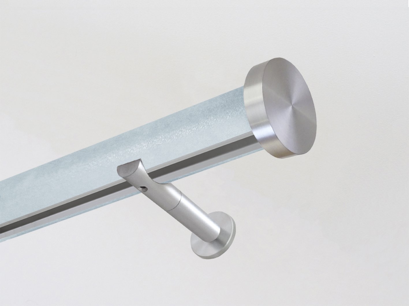 Sky blue wrapped & tracked curtain pole 50mm diameter | Walcot House