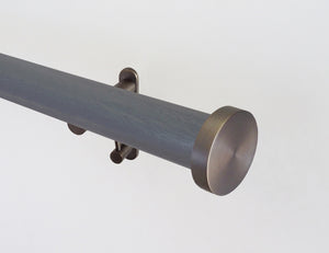 seal grey stained wooden curtain pole by Walcot House