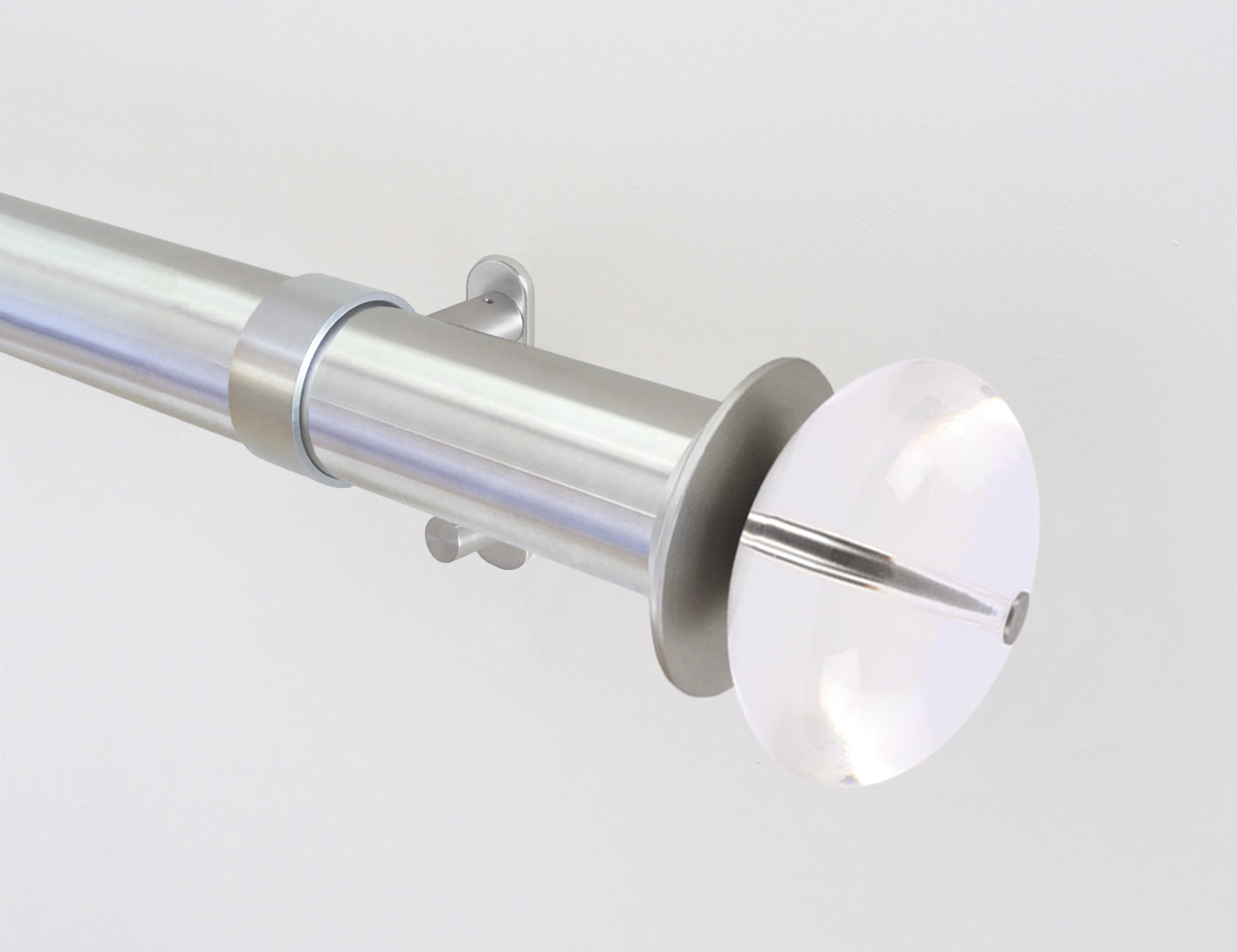 50mm diameter stainless steel metal curtain pole with acrylic ellipse finials