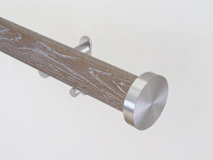Walcot House | Real solid oak curtain pole set in 50mm, hand finished, tawny brown, stainless steel hardware
