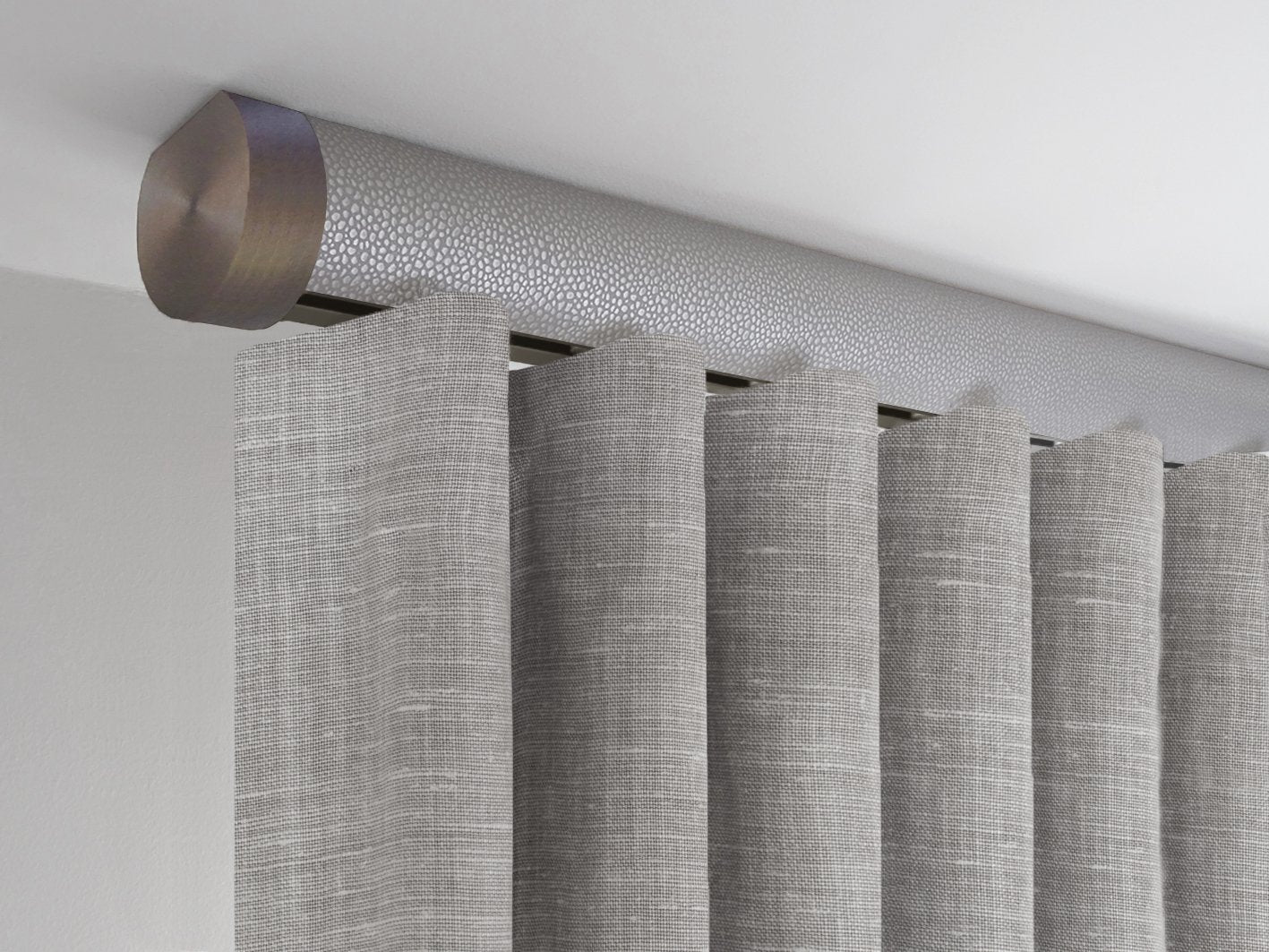 Flush ceiling fix curtain pole in pebble grey by Walcot House