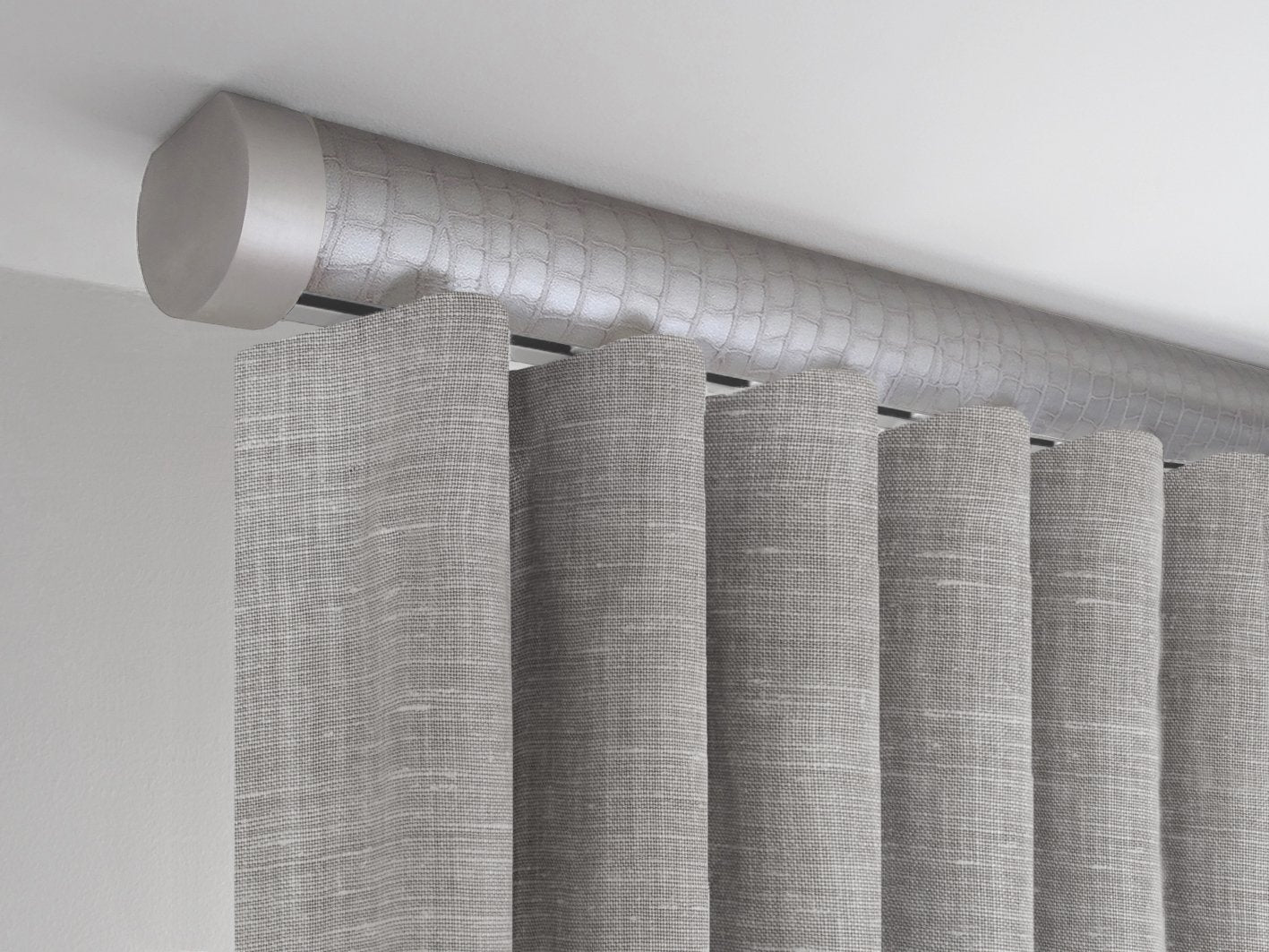 Flush ceiling fix curtain pole in rose pewter by Walcot House