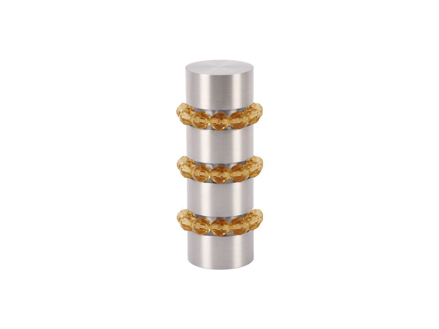 Beaded stainless steel curtain pole finial in honey gold glass | Walcot House 19mm collection
