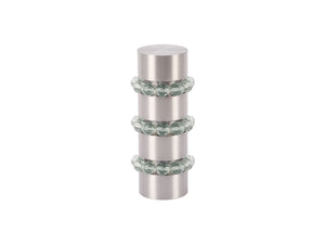 Beaded stainless steel curtain pole finial in tourmaline glass | Walcot House 19mm collection