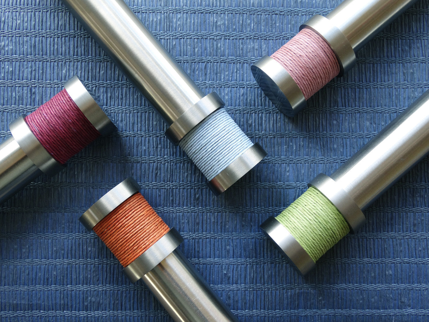 Bright coloured twine groove finial | Walcot House 30mm stainless steel collection