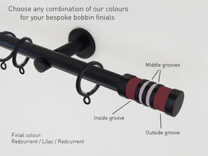 Custom made curtain pole and finial in black metal | Walcot House UK