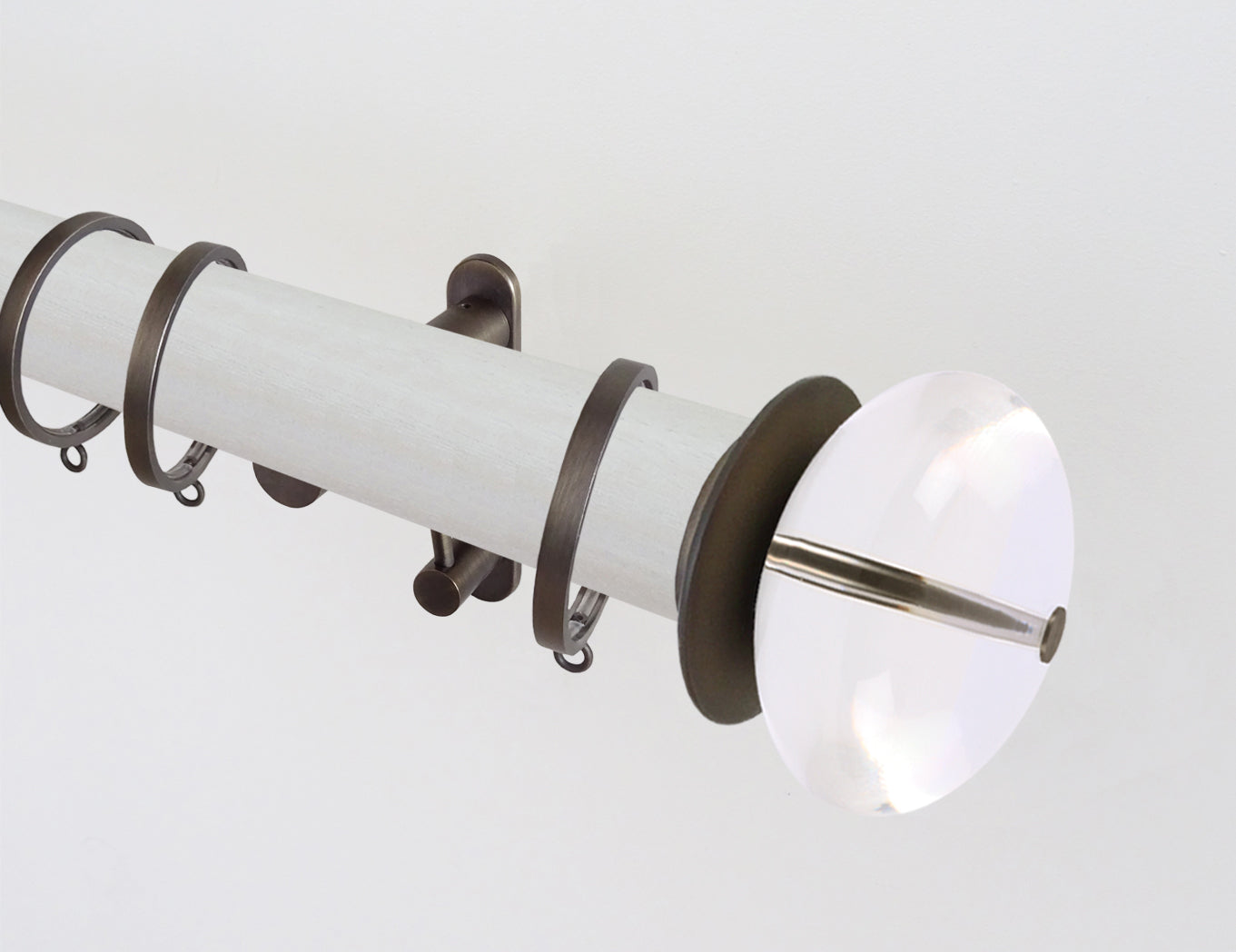 Designer white wooden curtain pole 50mm diameter | Walcot House