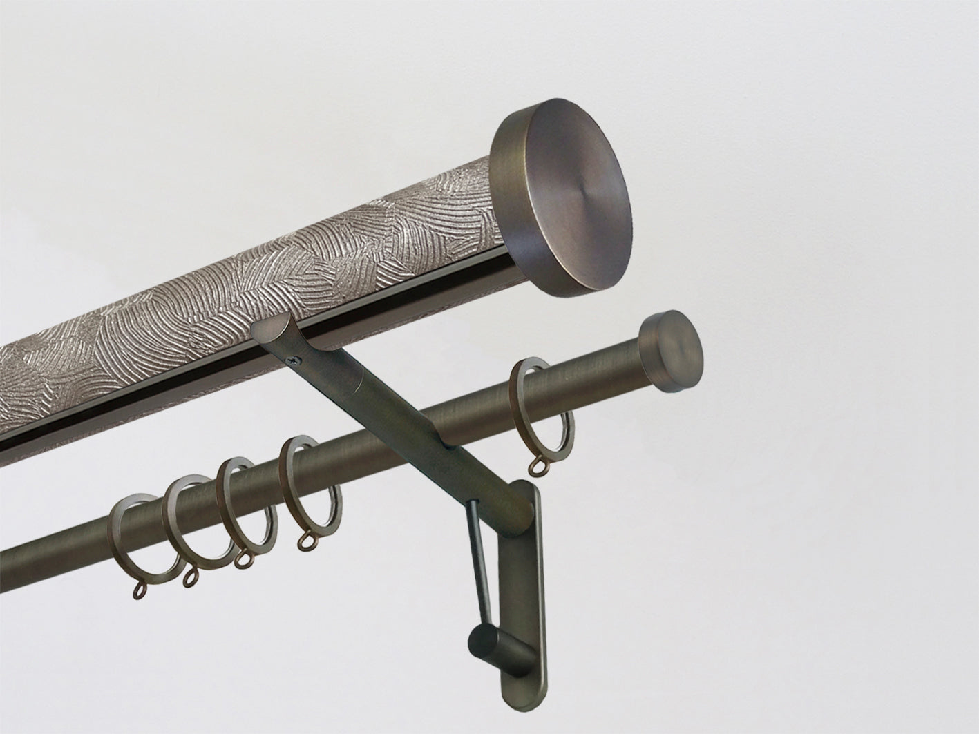 Designer Tracked Double Curtain Pole Set In Antique Gold