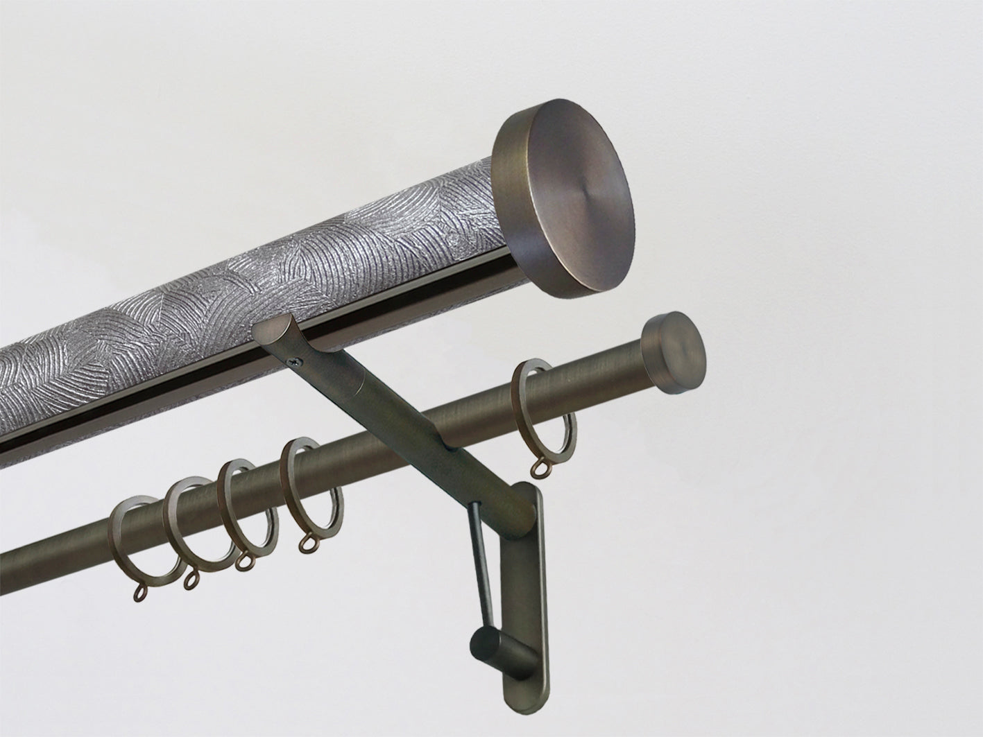 Double curtain pole set in storm grey