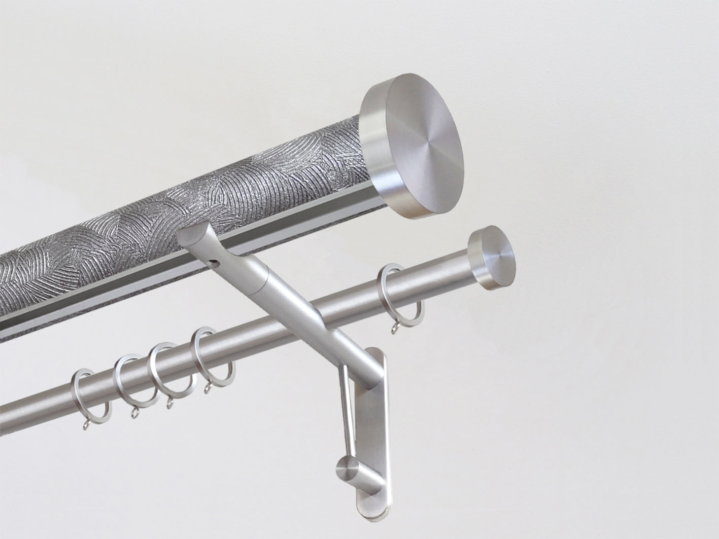 Double curtain pole set in storm grey