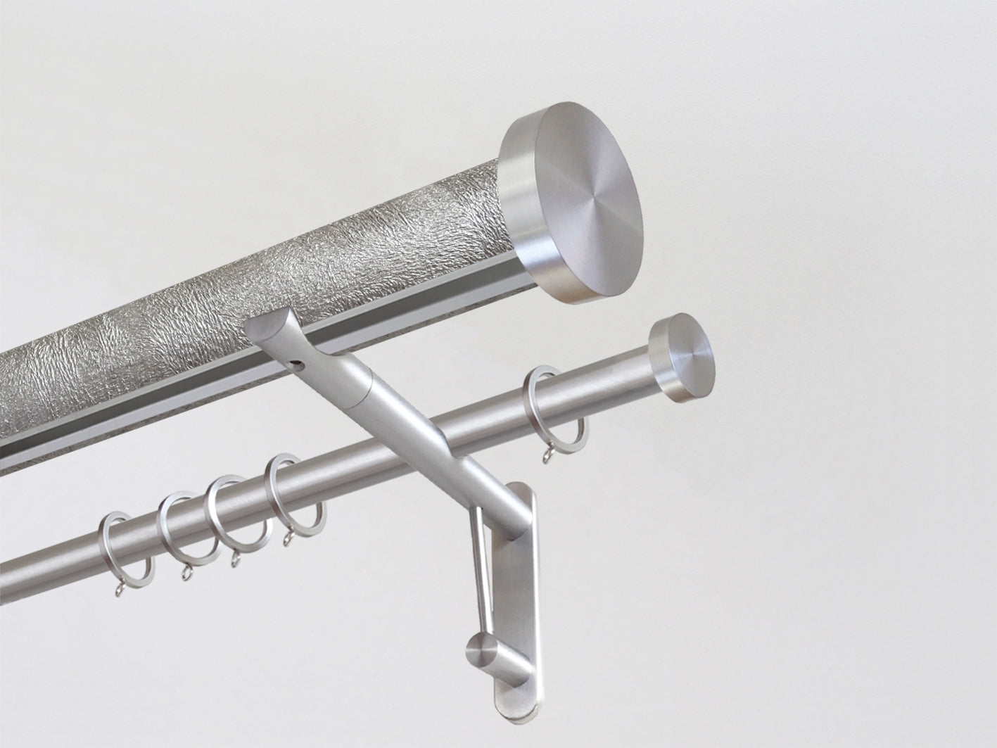 Luxury Tracked Double Curtain Pole Set In Warm Silver | Walcot House UK