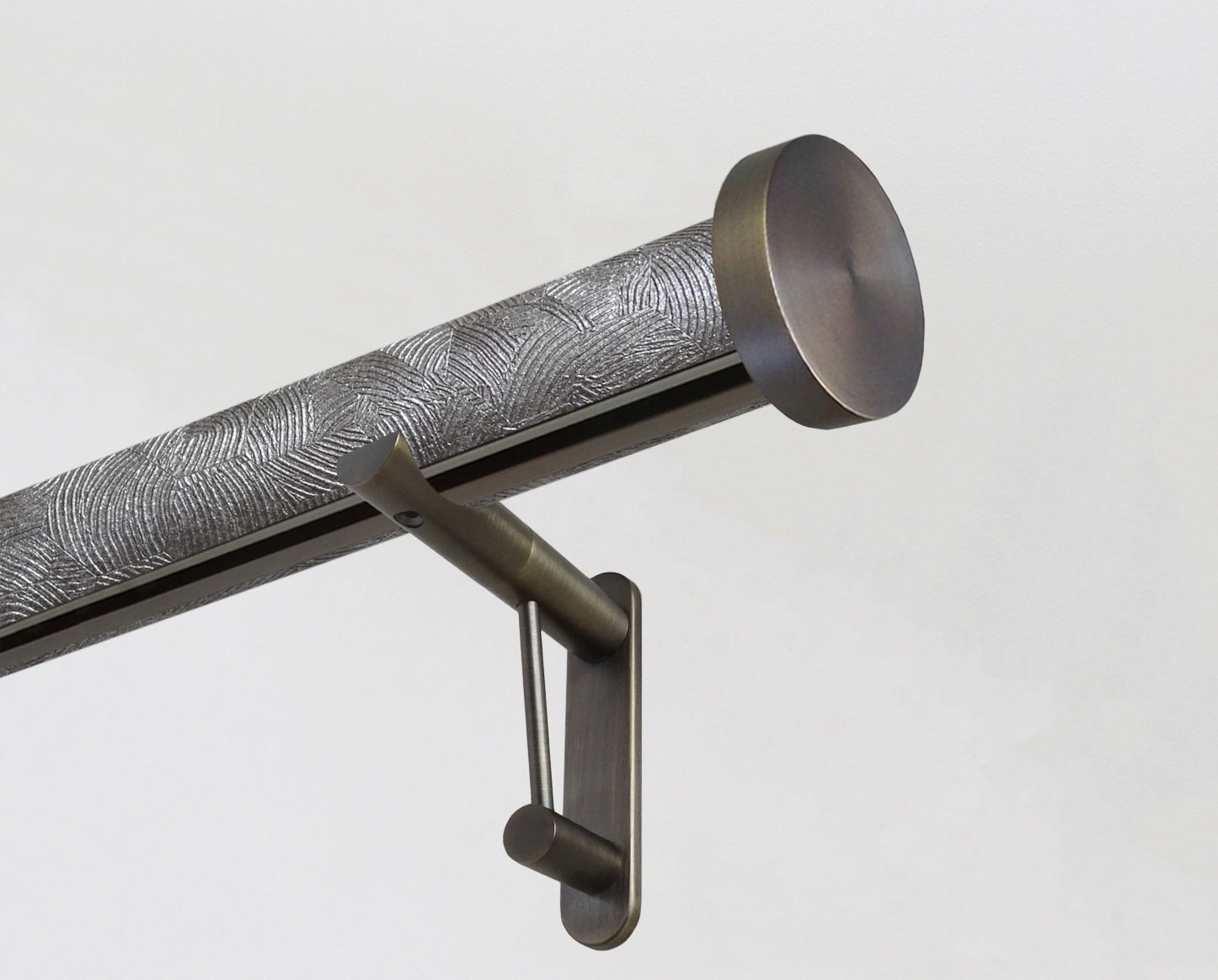 Tracked curtain pole set in dark grey Walcot House