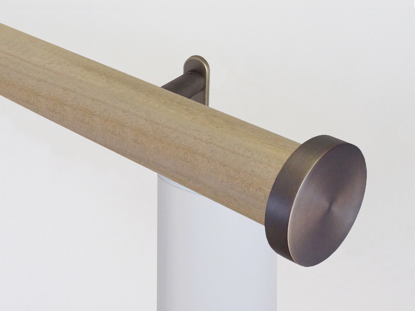 Luxury motorised cotswold oak wooden curtain pole with Somfy motor | Walcot House UK