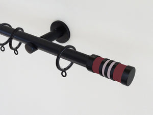 Black curtain pole with colourful bobbin finial | Walcot House UK