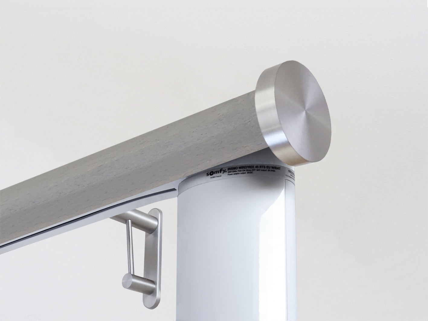 Real wood motorised curtain pole, 50mm diamater | Walcot House UK curtain poles powered by Somfy
