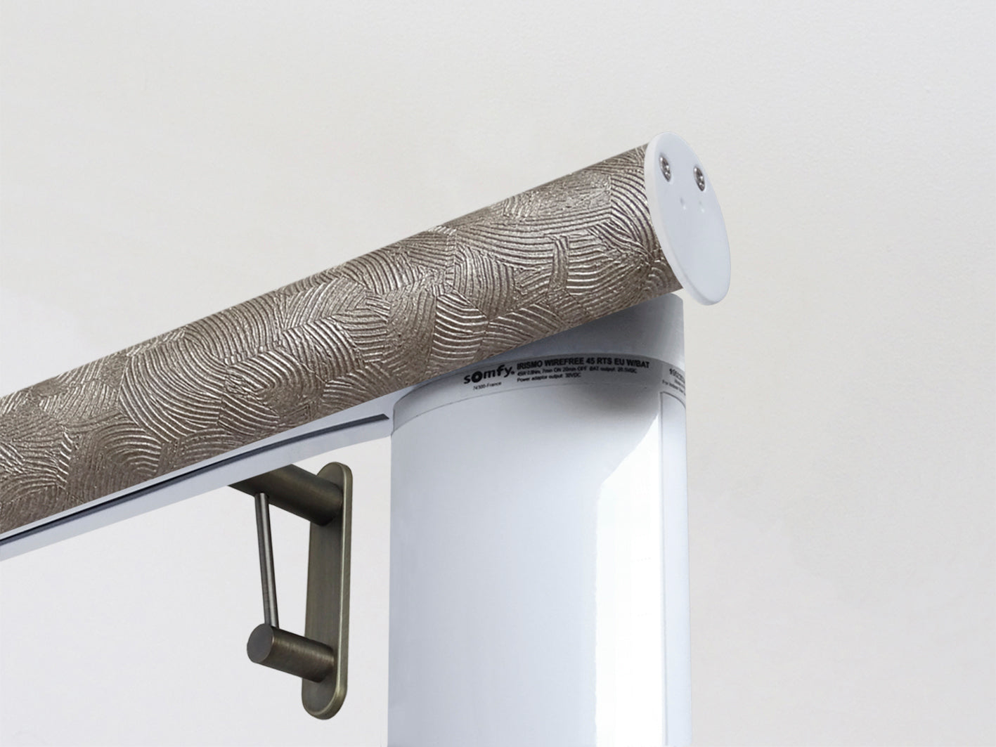 Motorised electric curtain pole, mains or battery powered using the Somfy Glydea track | Walcot House UK curtain pole specialists