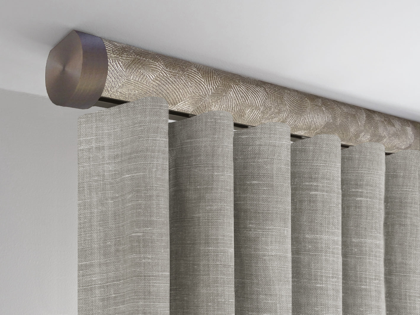 Flush ceiling fix tracked curtain pole in by Walcot House