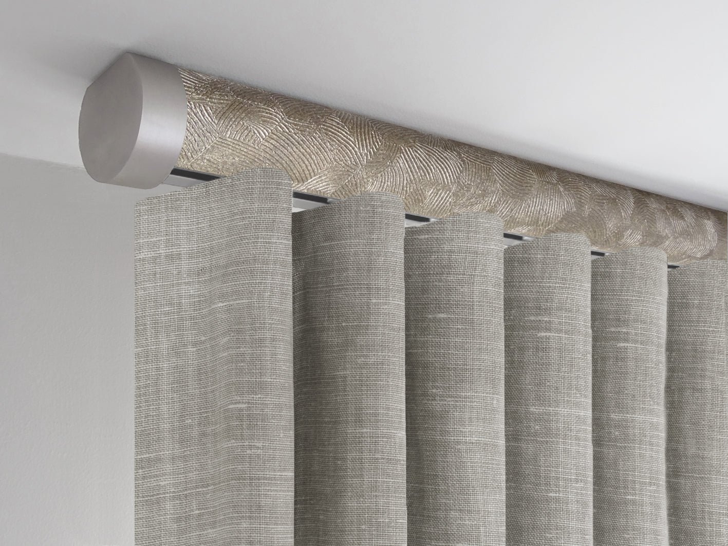 Flush ceiling fix tracked curtain pole in by Walcot House