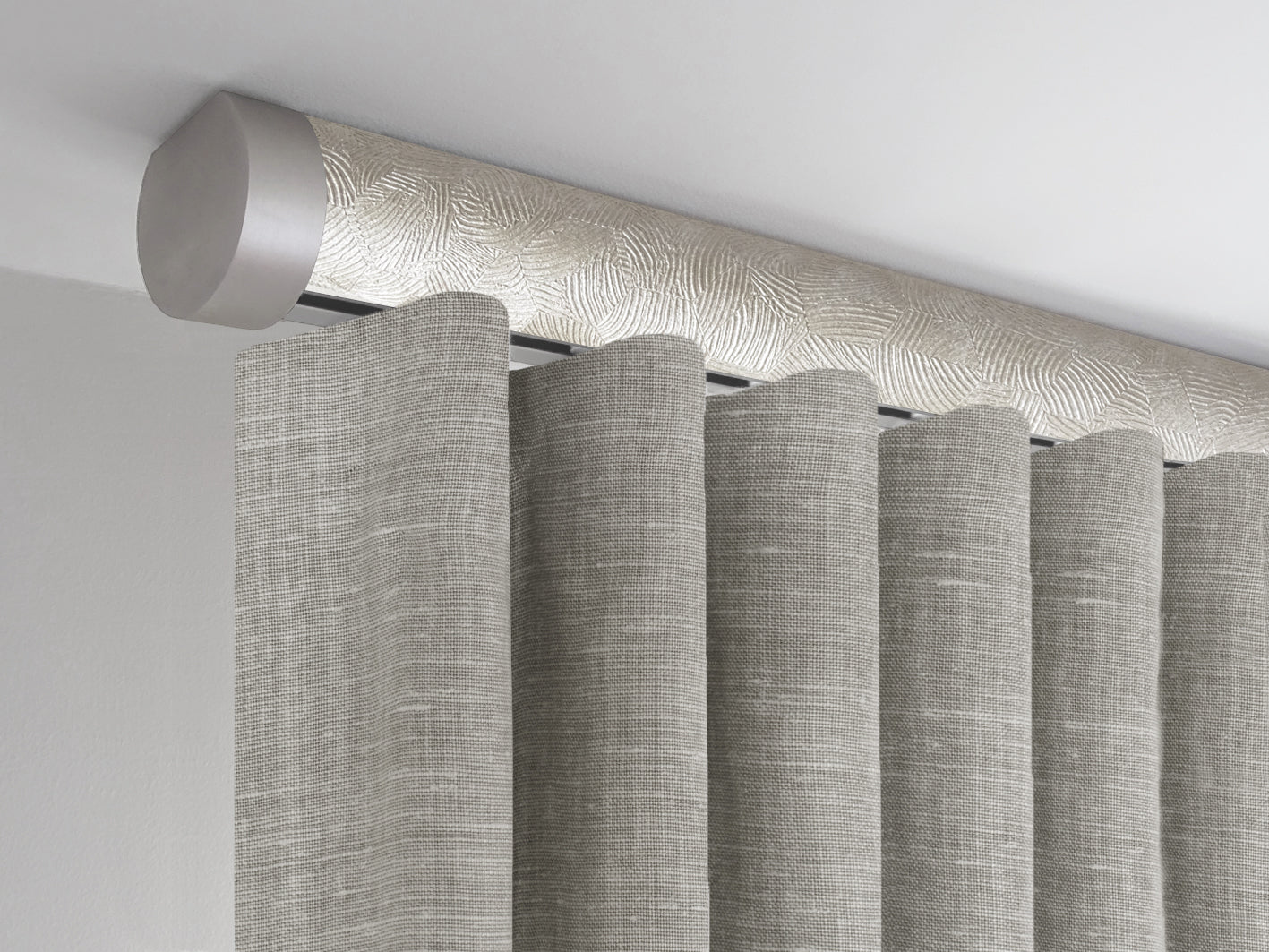 Flush ceiling fix tracked curtain pole in by Walcot House