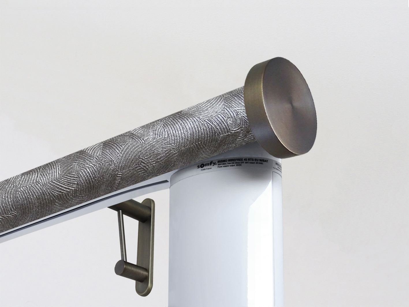 Motorised electric curtain pole, mains or battery powered using the Somfy Glydea track | Walcot House UK curtain pole specialists