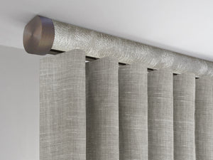 Designer ceiling fixed curtain pole with track in warm silver | Walcot House UK