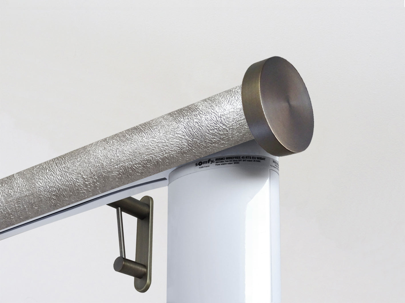 Motorised electric curtain pole, mains or battery powered using the Somfy Glydea track | Walcot House UK curtain pole specialists
