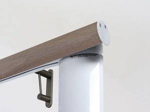 Motorised cotswold oak wooden curtain pole with Somfy motor | Walcot House UK