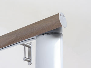 Motorised cotswold oak wooden curtain pole with Somfy motor | Walcot House UK