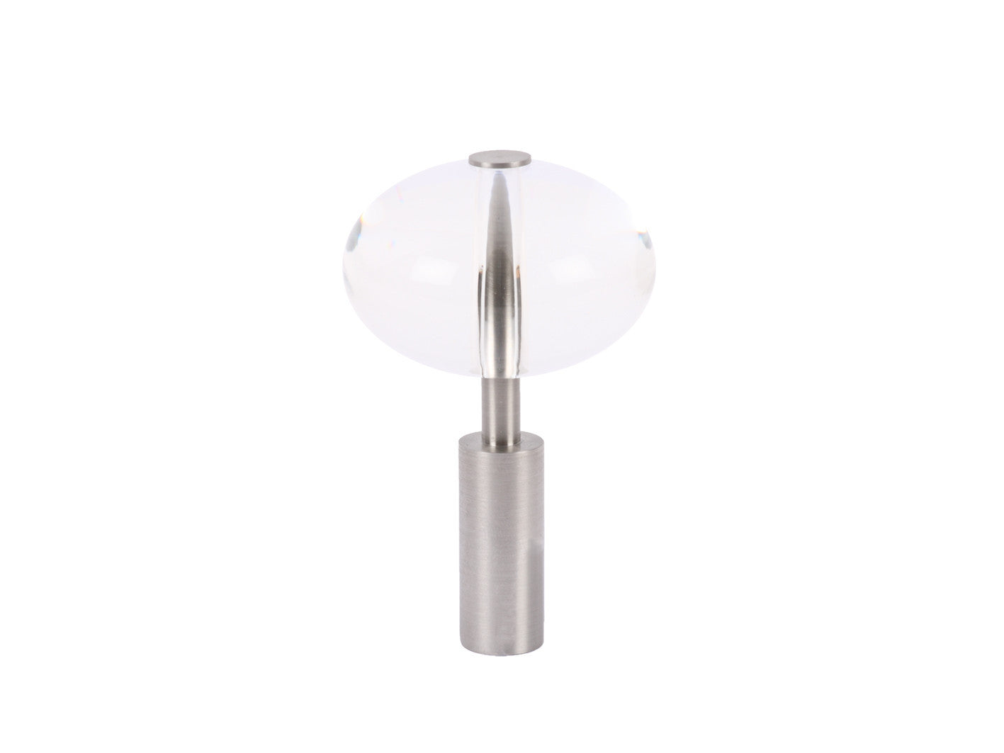 Acrylic ellipse finial in stainless steel for 19mm dia. curtain poles