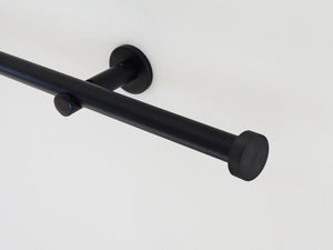 black curtain pole 19mm diameter with plain end cap finial