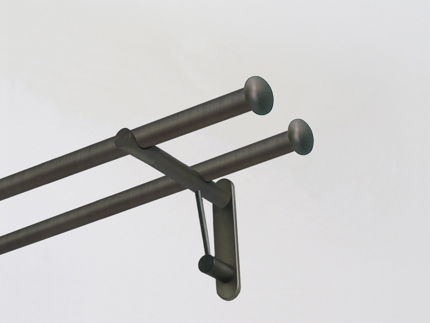 19mm dia. brushed bronze metal double curtain pole set with elliptical finials