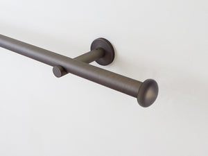 19mm dia. brushed bronze metal curtain pole set with elliptical finials