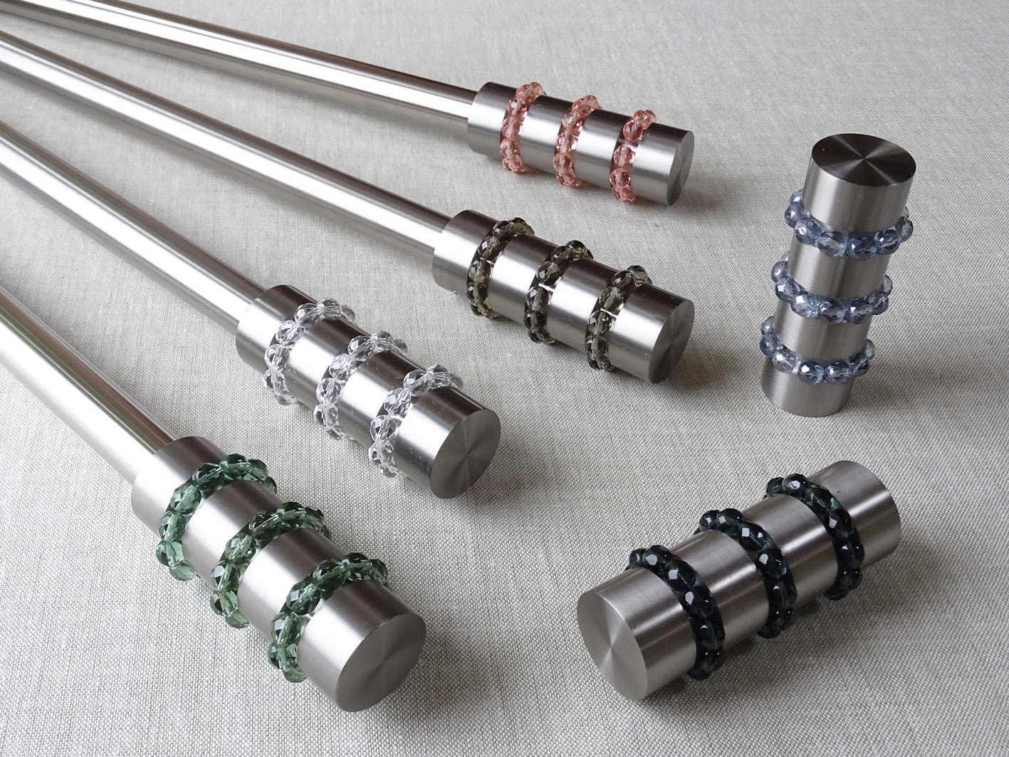 19mm diameter stainless steel curtain pole set with beaded finials