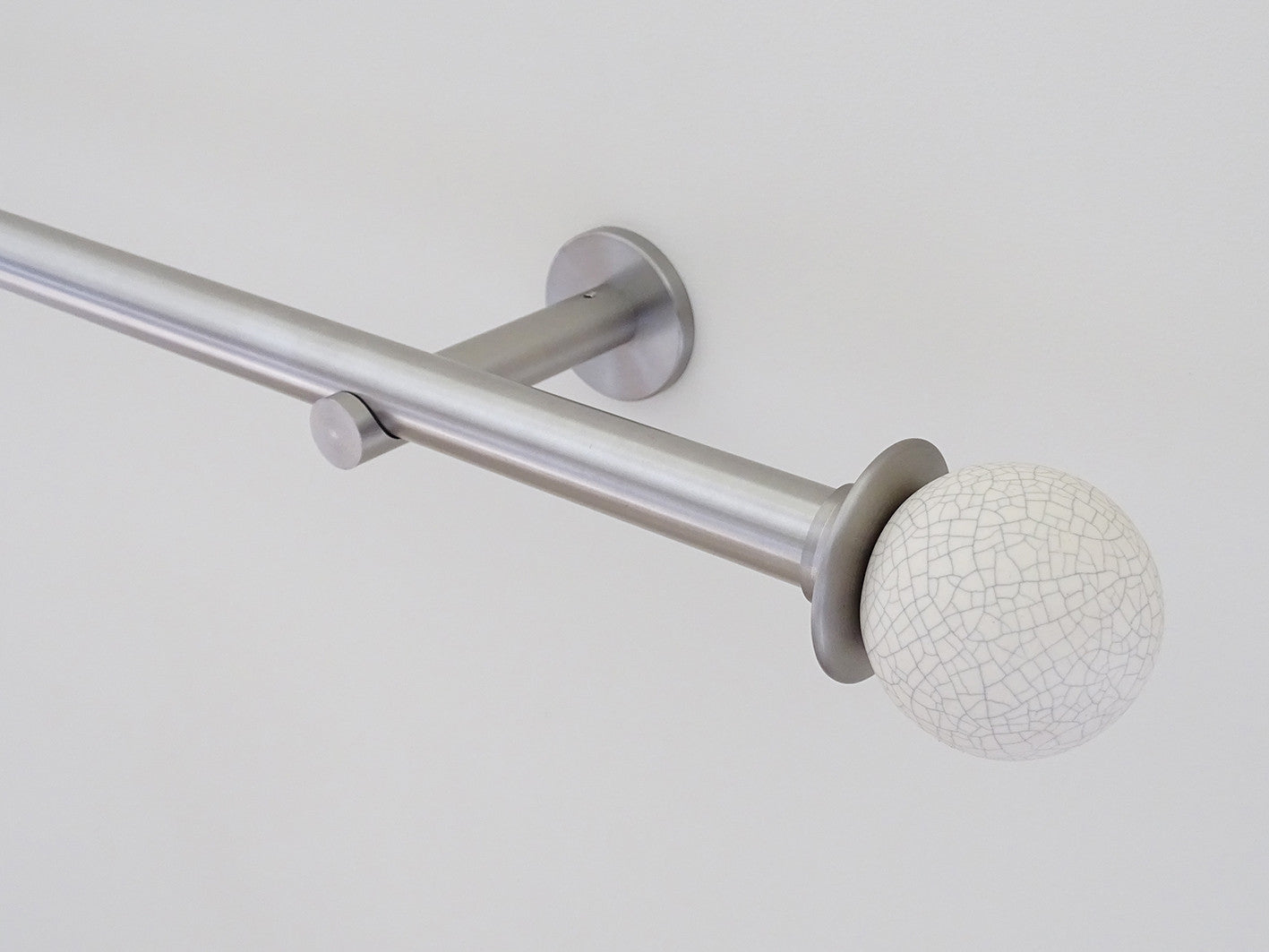 19mm diameter stainless steel curtain pole set with ceramic crackle finials