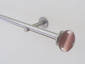19mm stainless steel curtain pole set with glass moonstone finials in corcus