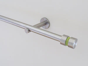19mm diameter stainless steel curtain pole set with groove finials, avocado twine
