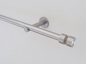 19mm diameter stainless steel metal curtain pole set with fossil twine groove finials