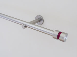 19mm diameter stainless steel curtain pole set with groove finials, loganberry twine