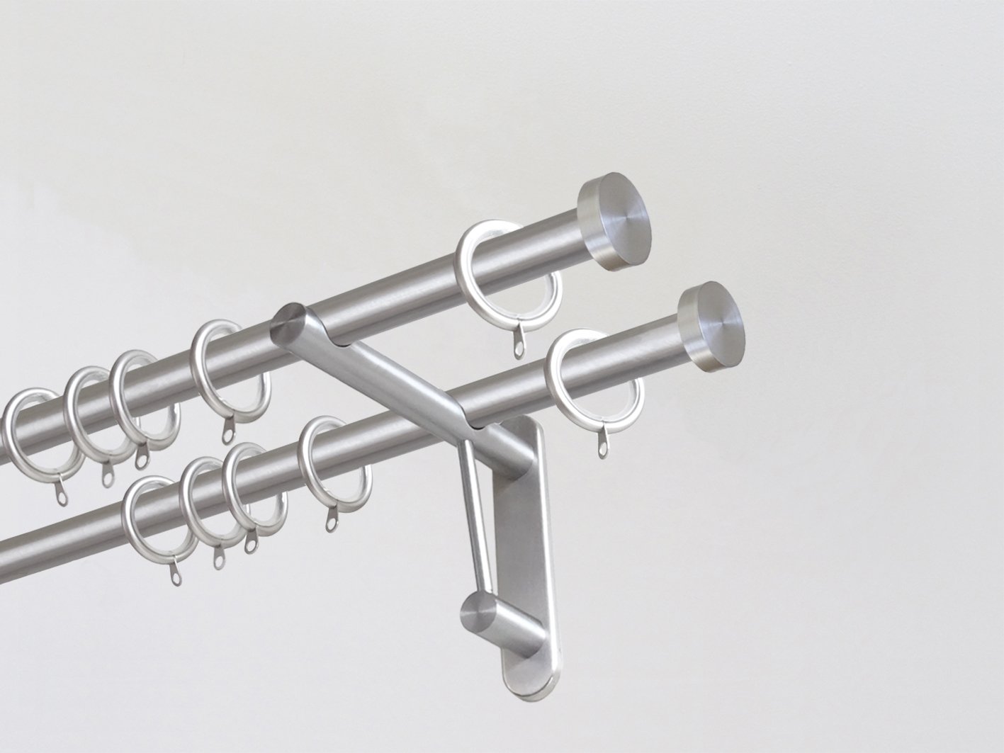 19mm Double stainless steel curtain pole duo system set with mini disc finials