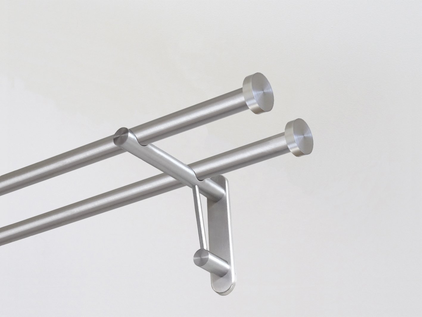 19mm Double stainless steel curtain pole duo system set with mini disc finials