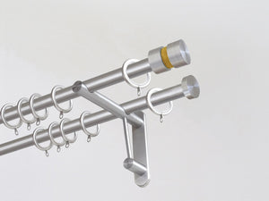 19mm diameter double stainless steel curtain pole duo system set with groove finials & ochre twine