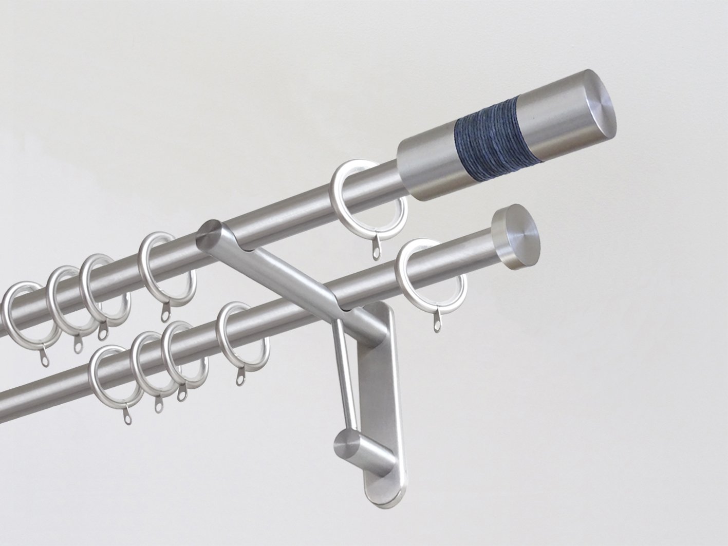 19mm dia. stainless steel double curtain pole set with barrel finials