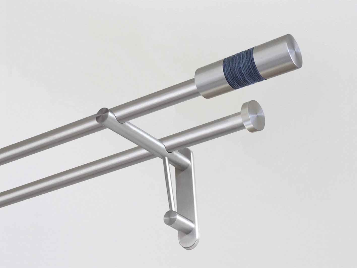 19mm dia. stainless steel double curtain pole set with barrel finials